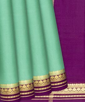 Green Mysore Plain Crepe Silk Saree With Floral Motifs
