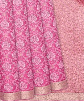 Baby Pink Silk Saree With Floral Jaal Motifs
