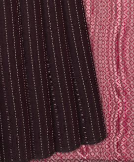 Dark Brown Soft Silk Saree With Dotted Stripes
