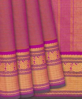 Pink Handloom Kanchipuram Silk Saree With Stripes
