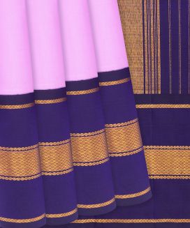 Baby Pink Handloom Kanchipuram Korvai Silk Saree With Purple Border

