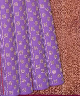 Lavender Handloom Kanchipuram Silk Saree With Annam Motifs

