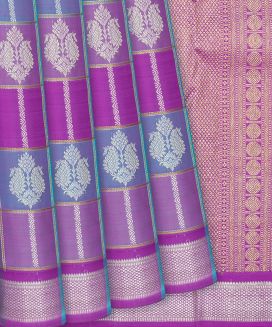 Pink Handloom Kanchipuram Silk Saree With Zari Checks & Buttas
