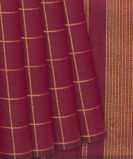Crimson Handloom Kanchipuram Silk Saree With Checks
