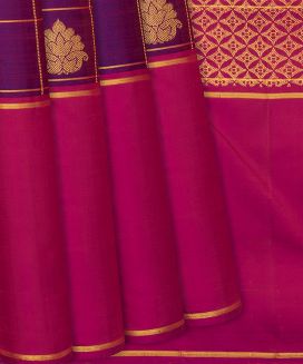 Magenta Handloom Kanchipuram Silk Saree With Checks
