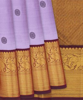 Lavender Handloom Kanchipuram Korvai Silk Saree With Kamalam Buttas
