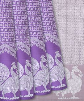 Lavender Handloom Kanchipuram Silk Saree With Rudraksham Motifs
