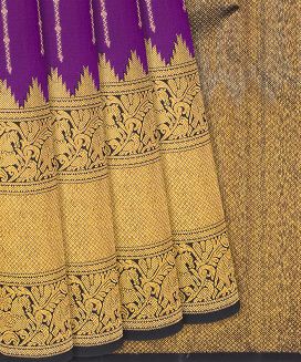 Magenta Handloom Kanchipuram Korvai Silk Saree With Zari Stripes
