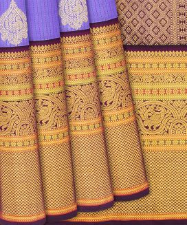 Lavender Handloom Kanchipuram Korvai Silk Saree With Annam Buttas
