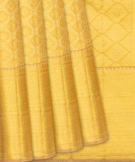 Gold Handloom Kanchipuram Tissue Silk Saree With Kamalam Motifs
