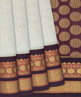 Cardamom Green Handloom Silk Cotton Saree with contrast border and pallu 
