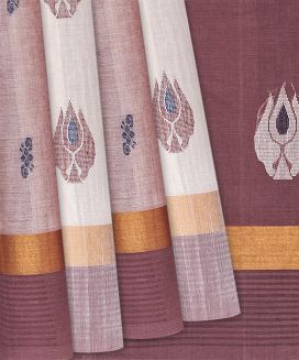 Multi Colour Handloom Rasipuram Cotton Saree With Floral Motifs

