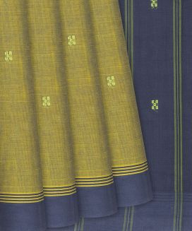 Olive Green Handloom Rasipuram Cotton Saree With Square Buttas
