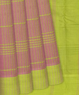 Dusty Pink Handloom Rasipuram Cotton Saree With Checks
