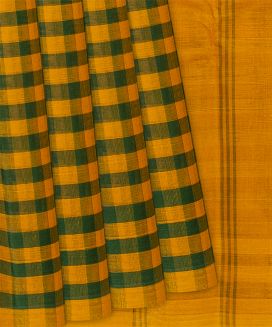 Yellow Handloom Rasipuram Cotton Saree with Checks
