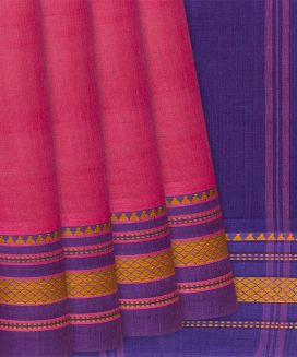 Pink Handloom Rasipuram Plain Cotton Saree

