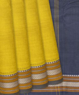 Lemon Yellow Handloom Rasipuram Plain Cotton Saree 
