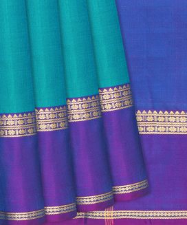 Turquoise  Kanchipuram Silk Saree With contrast border & pallu
