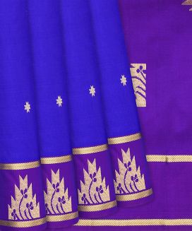 Violet Kanchipuram Silk Saree With contrast Magenta border & pallu
