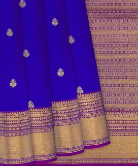 Violet Kanchipuram Silk Saree With contrast border & pallu
