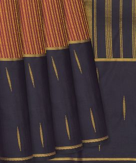 Crimson Kanchipuram Silk Saree With Stripes
