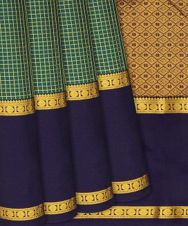 Dark Green Kanchipuram Silk Saree With contrast border & pallu
