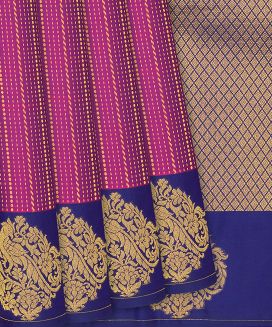Pink Kanchipuram Silk Saree With parrot motif and contrast border & pallu
