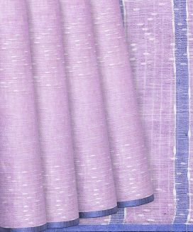 Lavender Handloom Linen Saree With Stripes
