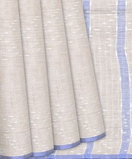 Taupe Handloom Linen Saree With Stripes
