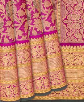 Pink Handloom Kanchipuram Silk Saree With Meena Bird Motifs
