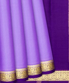 Purple Mysore Plain Crepe Silk Saree With Traditional Motifs
