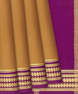 Camel Mysore Plain Crepe Silk Saree With Traditional Motifs
