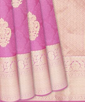 Pink Silk Saree With Floral Jaal Motifs
