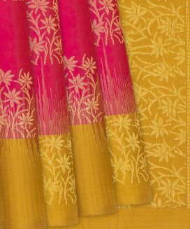 Pink Handloom Soft Silk Saree With Floral Buttas

