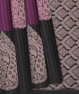 Magenta Handloom Soft Silk Saree With Peacock Buttas & Stripes
