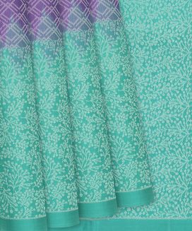 Lilac & Aquamarine Handloom Half & Half Soft Silk Saree

