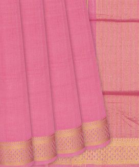 Bubble Gum Pink Handloom Mangalagiri Plain Cotton Saree
