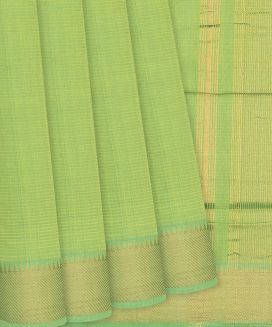Green Handloom Mangalagiri Cotton Saree with Stripes

