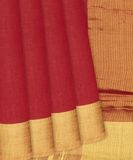 Crimson Handloom Mangalagiri Plain Cotton Saree
