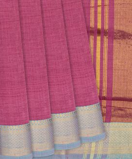 Pink Handloom Mangalagiri Plain Cotton Saree
