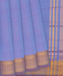 Blue Handloom Mangalagiri Plain Cotton Saree
