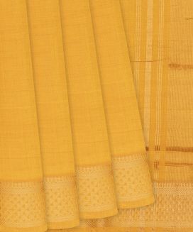 Lemon Yellow Handloom Mangalagiri Plain Cotton Saree
