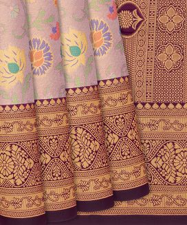 Dusty Pink Woven Viscose Tissue Saree With Meena Floral Motifs

