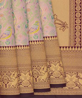 Baby Pink Woven Viscose Tissue Saree With Sparrow Motifs
