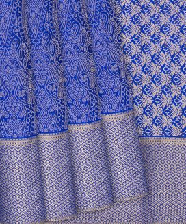 Blue Mysore Crepe Silk Saree With Mango Zari Motifs
