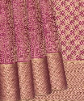 Pink Mysore Crepe Silk Saree With Mango Zari Motifs
