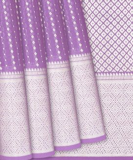 Lavender Mysore Crepe Silk Saree With Diamond Stripes
