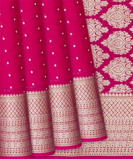 Pink Mysore Crepe Silk Saree With Coin Buttas
