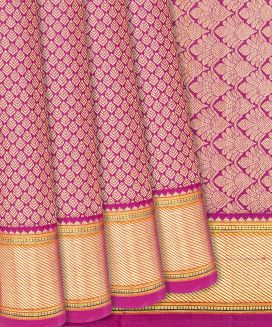 Pink Handloom Kanchipuram Silk Saree With Zari Floral Motifs
