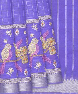 Lavender Handloom Chirala Cotton Saree  With Embroidery
